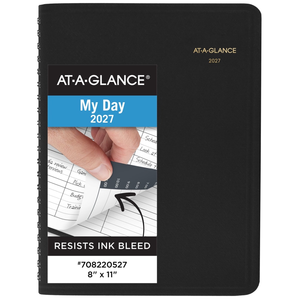 AT-A-GLANCE 2027 Four Person Daily Appointment Book, Black, Large, 8in x 11in MPN:708220527