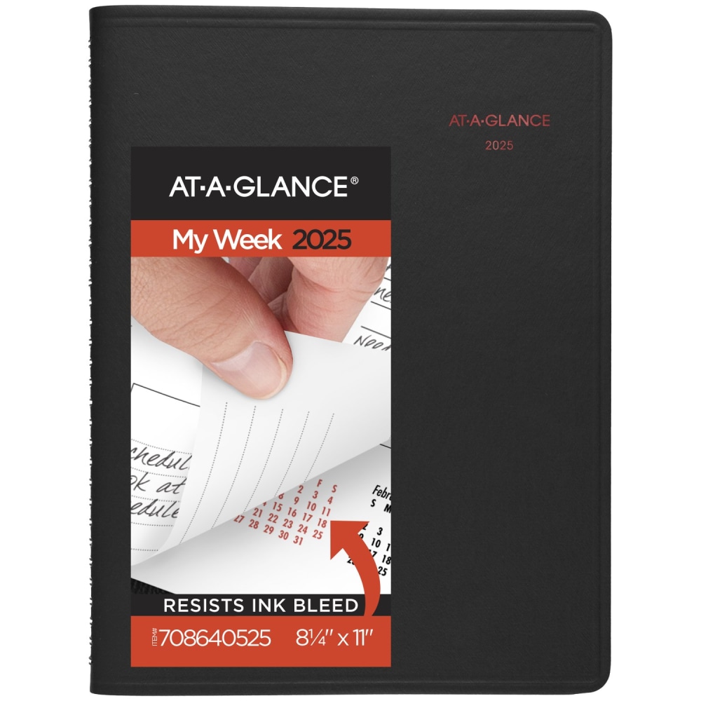 2025 AT-A-GLANCE 800 Range Weekly/Monthly Appointment Book Planner, 8-1/4in x 11in, Black, 7086405 MPN:708640525DG25