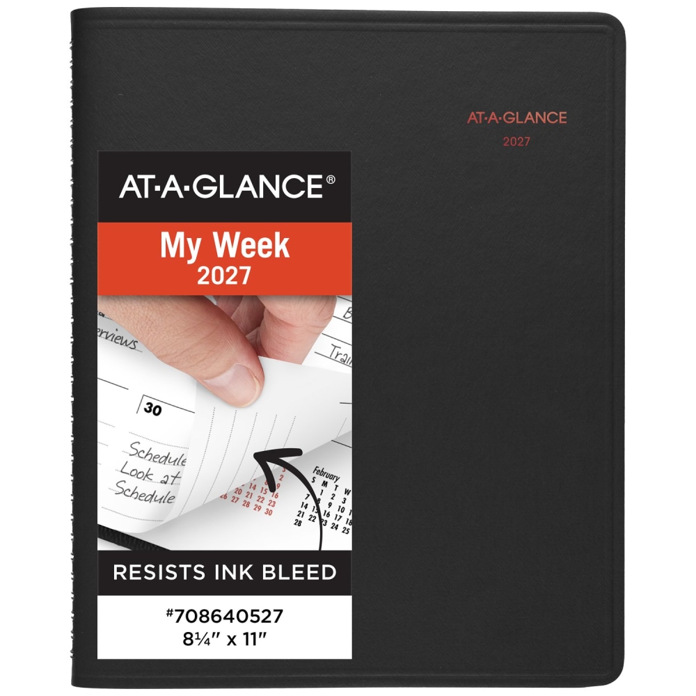 AT-A-GLANCE 800 Range 2027 Weekly Monthly Planner, Large, Black, 8 1/4in x 11in MPN:708640527