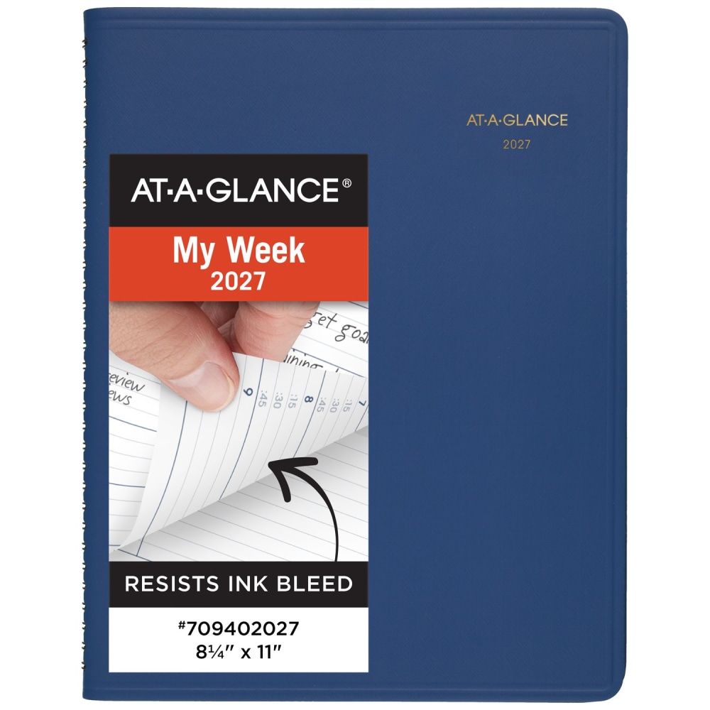 AT-A-GLANCE 2027 Weekly Appointment Book Planner, Blue, Large, 8 1/4in x 11in MPN:709402027