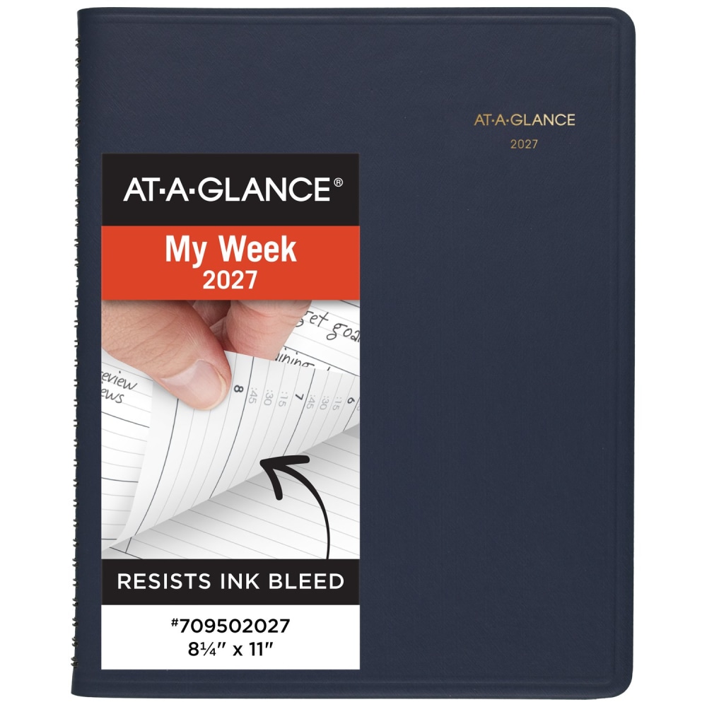 AT-A-GLANCE 2027 Weekly Appointment Book Planner, Navy, Large, 8 1/4in x 11in MPN:709502027