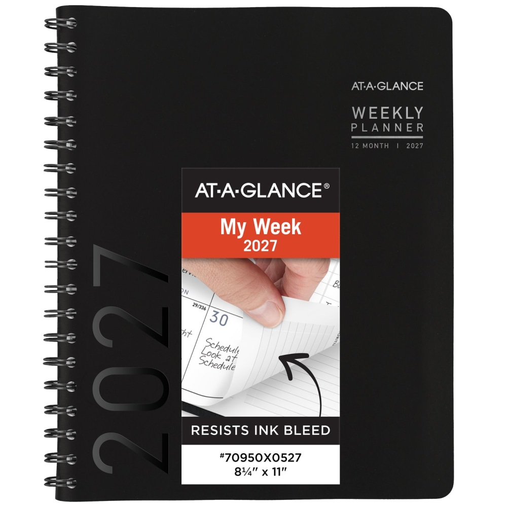 AT-A-GLANCE Contemporary 2027 Weekly Monthly Planner, Black, Large, 8 1/4in x 11in MPN:70950X0527