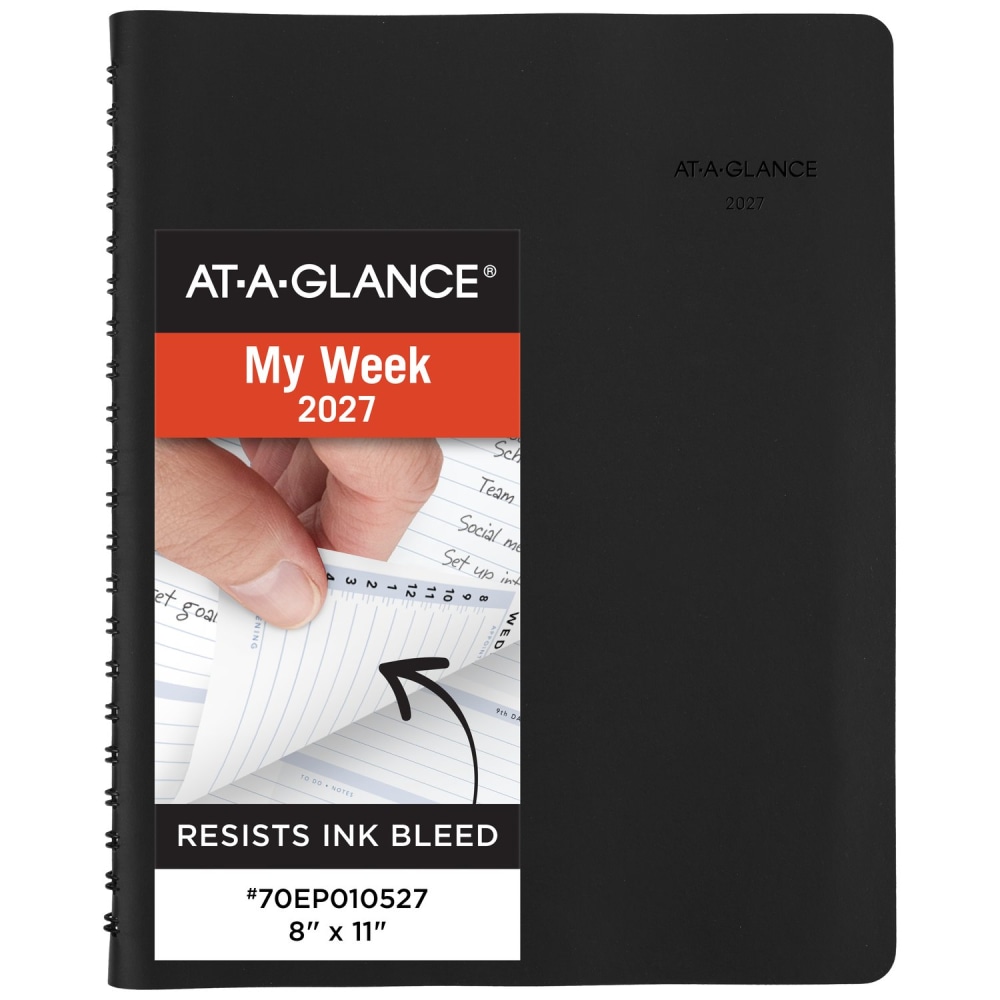 AT-A-GLANCE The Action Planner 2027 Weekly Appointment Book Planner, Black, Large, 8in x 11in MPN:70EP010527