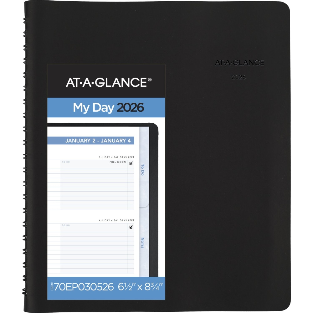 AT-A-GLANCE The Action Planner 2026 Daily Appointment Book Planner, Black, Medium, 6 1/2in x 8 3/4in MPN:70EP030526