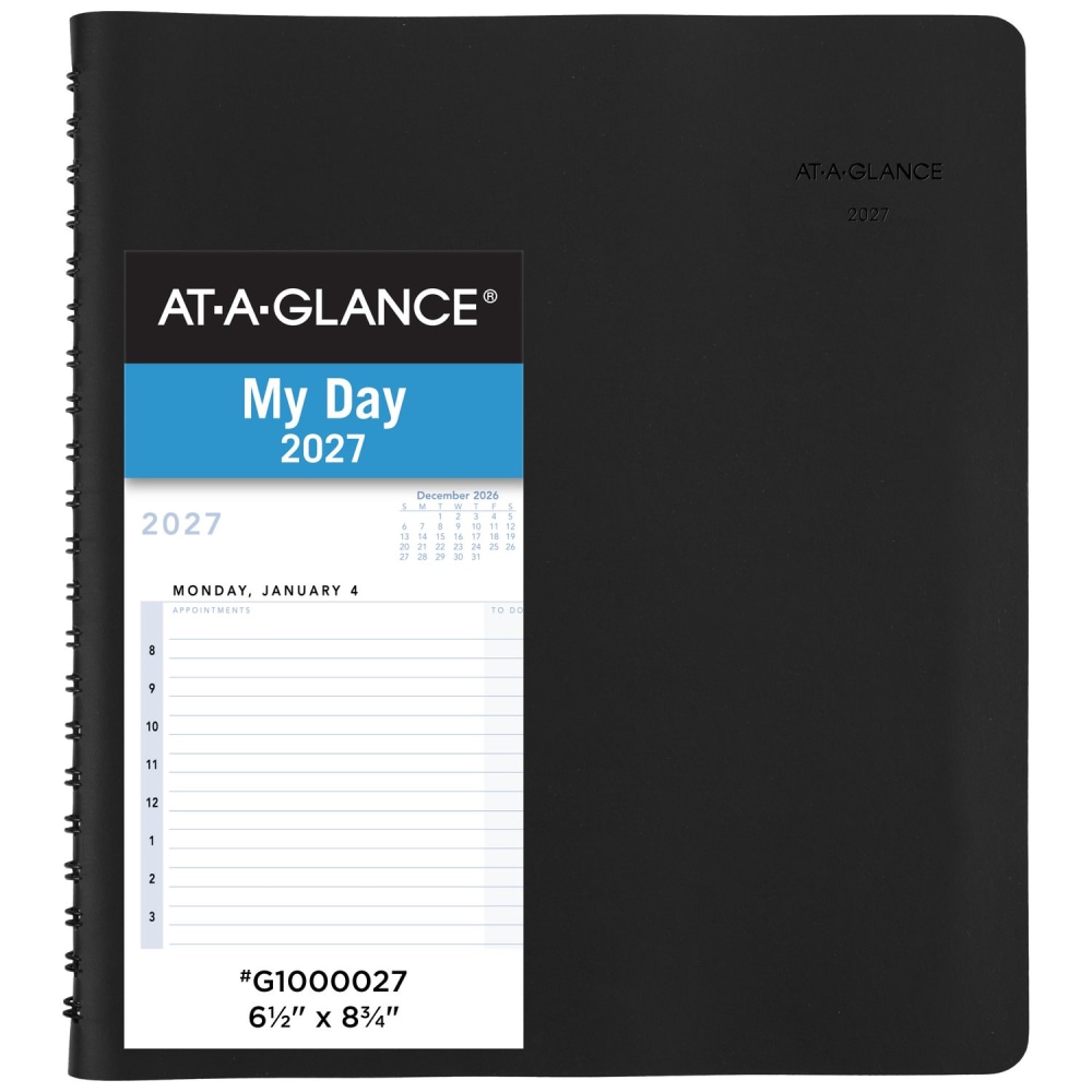 AT-A-GLANCE The Action Planner 2027 Daily Appointment Book Planner, Black, Medium, 6 1/2in x 8 3/4in MPN:70EP030527
