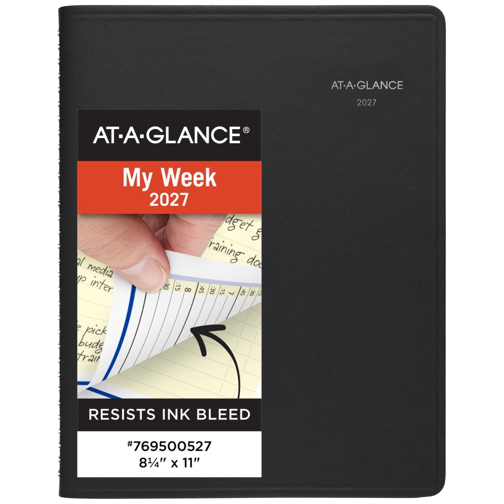 AT-A-GLANCE QuickNotes 2027 Weekly Monthly Appointment Book Planner, Black, Large, 8 1/4in x 11in MPN:769500527