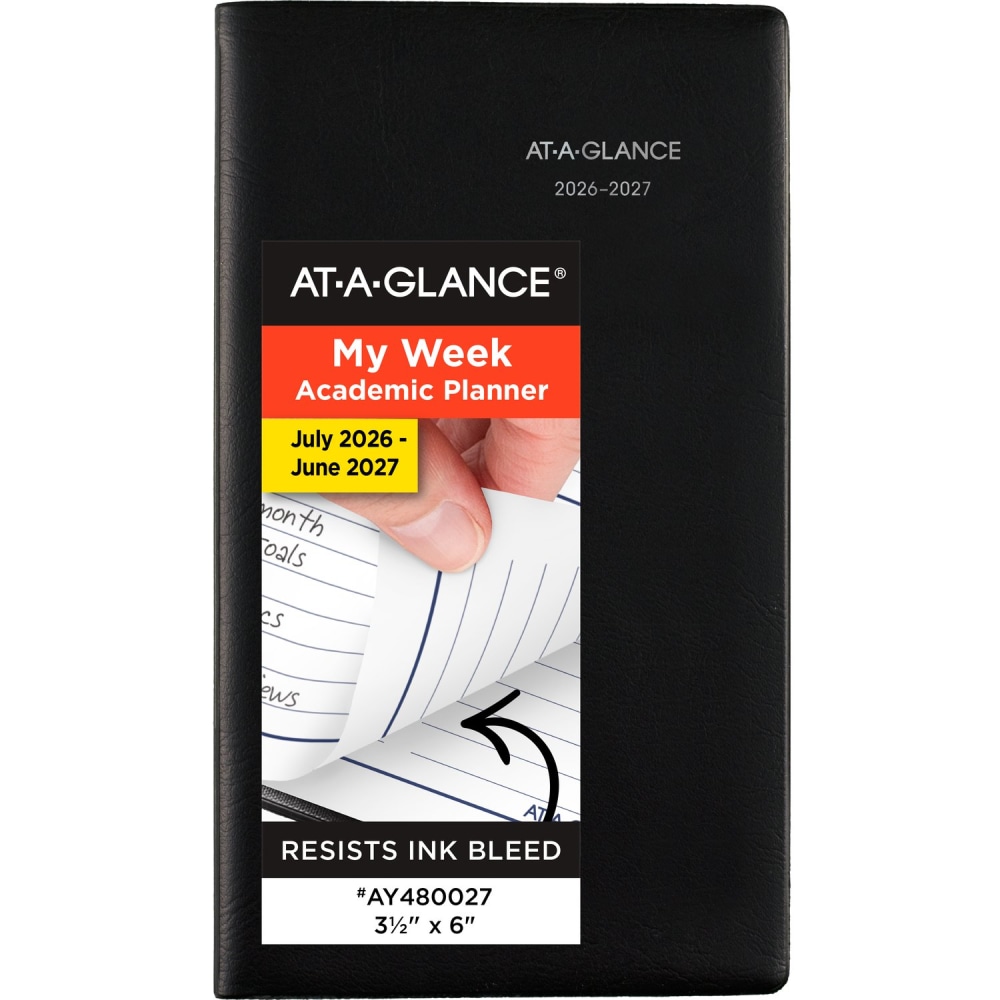 AT-A-GLANCE DayMinder Academic 2026-2027 Weekly Planner, Black, Pocket, 3 1/2in x 6in MPN:AY480027