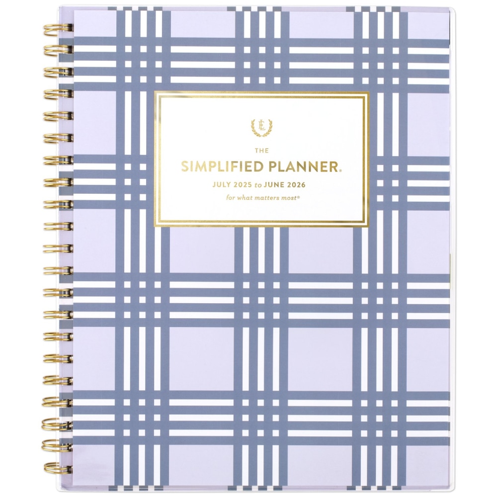 Simplified by Emily Ley for AT-A-GLANCE Academic 2025-2026 Customizable Weekly Monthly Planner, Lilac Plaid, Large, 8 1/2in x 11in MPN:EL39-901A-26