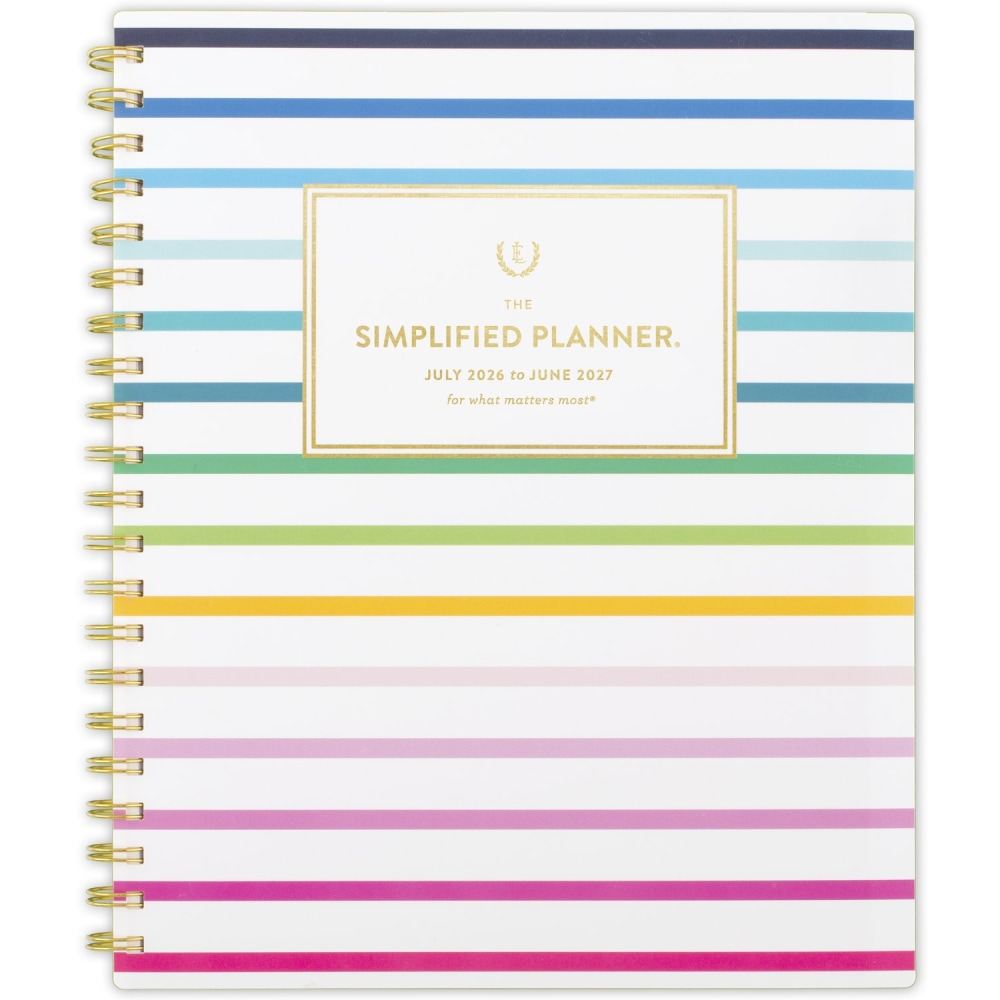 Simplified by Emily Ley for AT-A-GLANCE Academic 2026-2027 Weekly Monthly Planner, Happy Stripe, Large, 8 1/2in x 11in MPN:EL49-905A-27