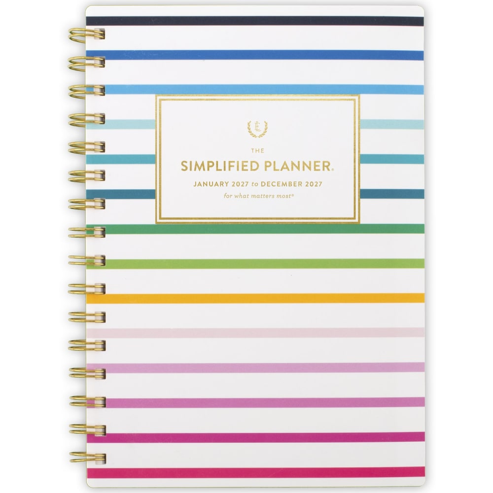 Simplified by Emily Ley for AT-A-GLANCE 2027 Weekly Monthly Planner, Happy Stripe, Small, 5 1/2in x 8 1/2in MPN:EL57-200-27