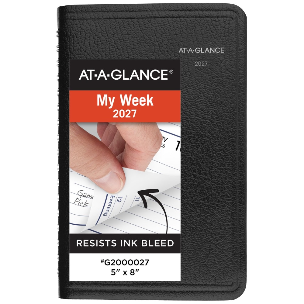 AT-A-GLANCE DayMinder 2027 Weekly Appointment Book Planner, Black, Small, 5in x 8in MPN:G2000027