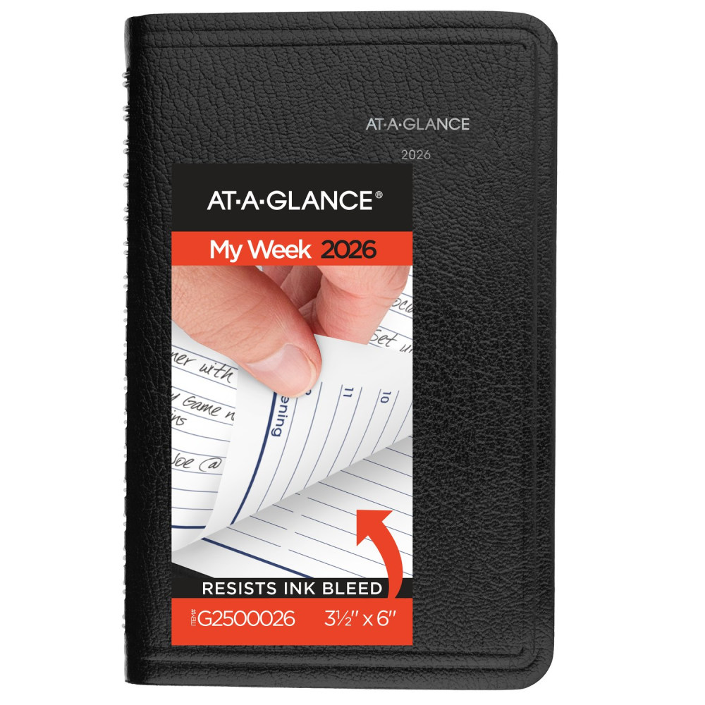 AT-A-GLANCE DayMinder 2026 Weekly Appointment Book Planner, Black, Pocket, 3 1/2in x 6in MPN:G2500026