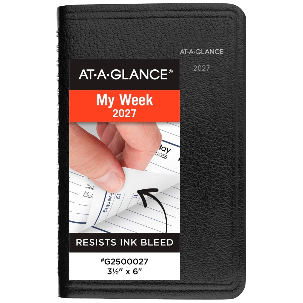 AT-A-GLANCE DayMinder 2027 Weekly Appointment Book Planner, Black, Pocket, 3 1/2in x 6in MPN:G2500027