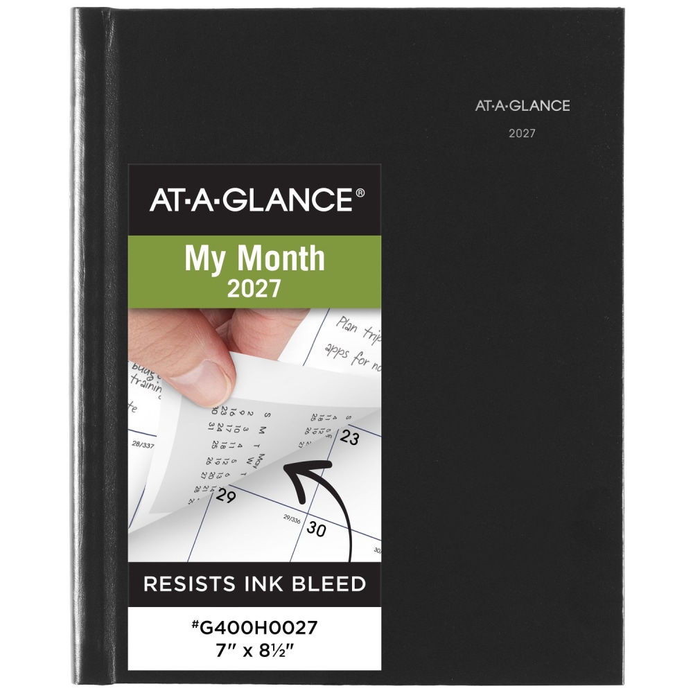 AT-A-GLANCE DayMinder 2027 Monthly Planner, Hardcover, Black, Medium, 7in x 8 1/2in MPN:G400H0027