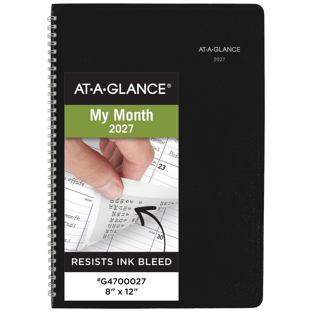 AT-A-GLANCE DayMinder 2027 Monthly Planner, Black, Large, 8in x 12in, G4700027 MPN:G4700027