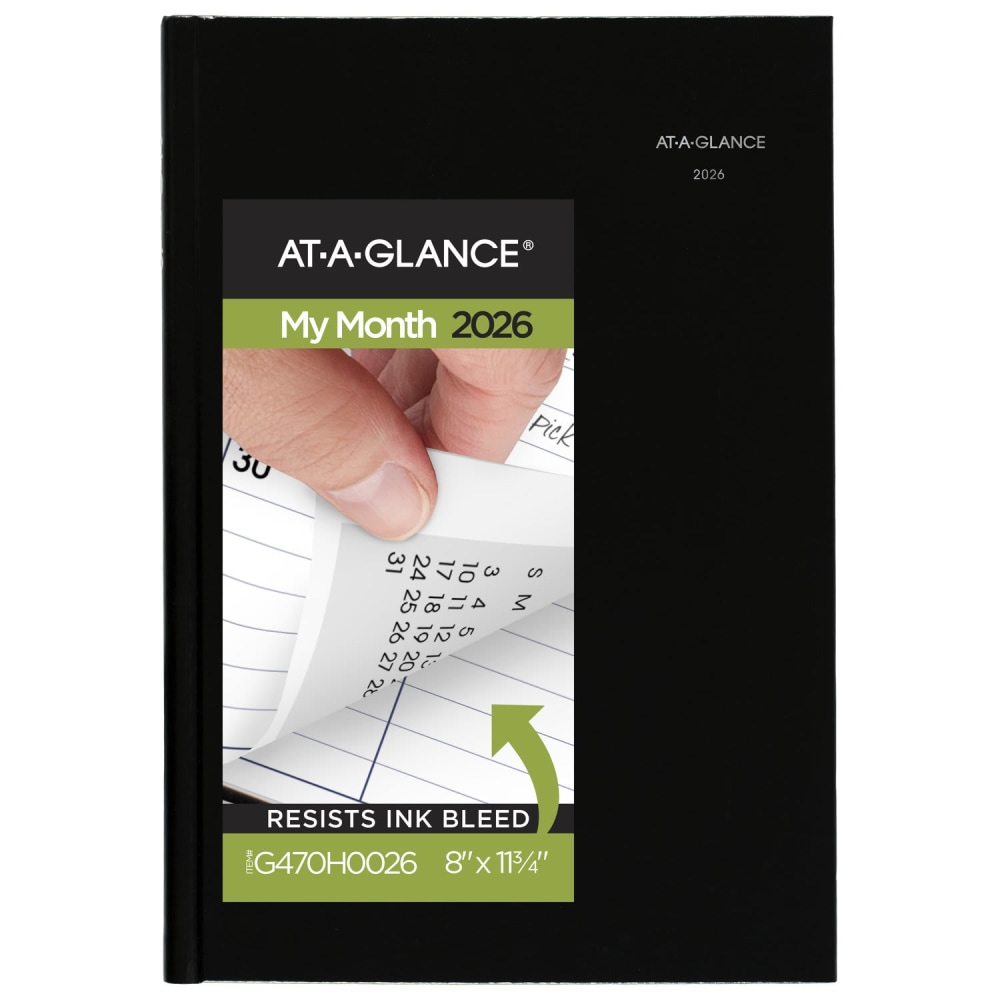 AT-A-GLANCE DayMinder 2026 Monthly Planner, Hardcover, Black, Large, 8in x 11 3/4in MPN:G470H0026