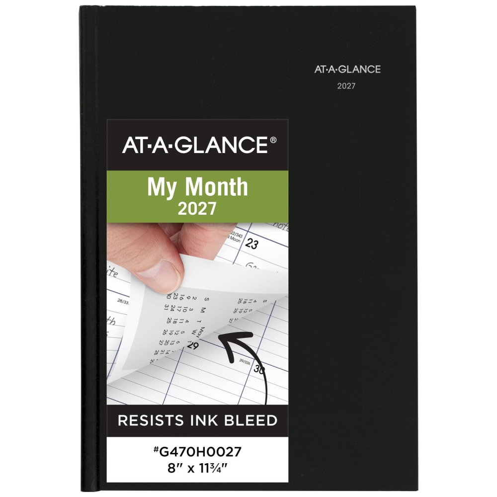 AT-A-GLANCE DayMinder 2027 Monthly Planner, Hardcover, Black, Large, 8in x 11 3/4in MPN:G470H0027