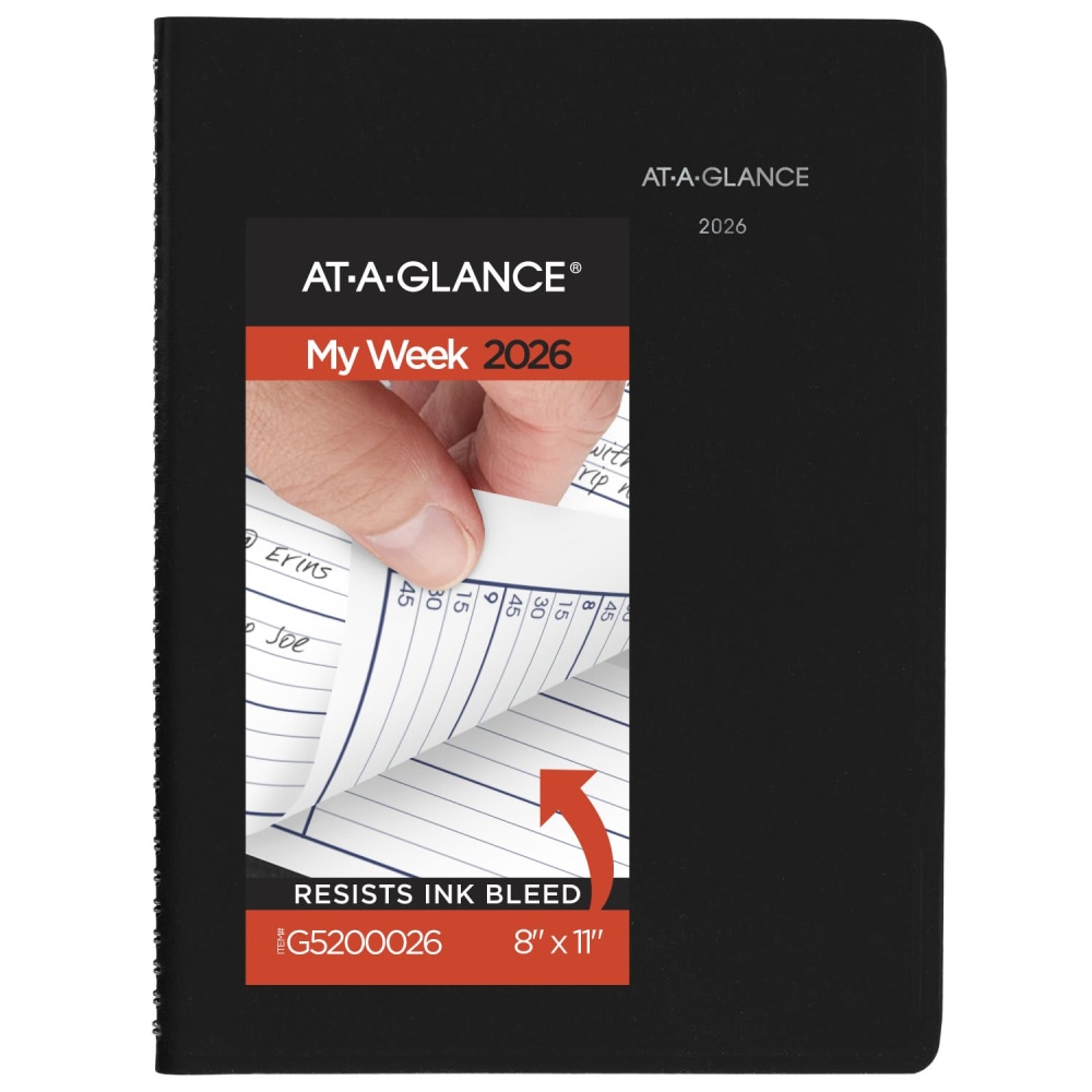 AT-A-GLANCE DayMinder 2026 Weekly Appointment Book Planner, Black, Large, 8in x 11in MPN:G5200026