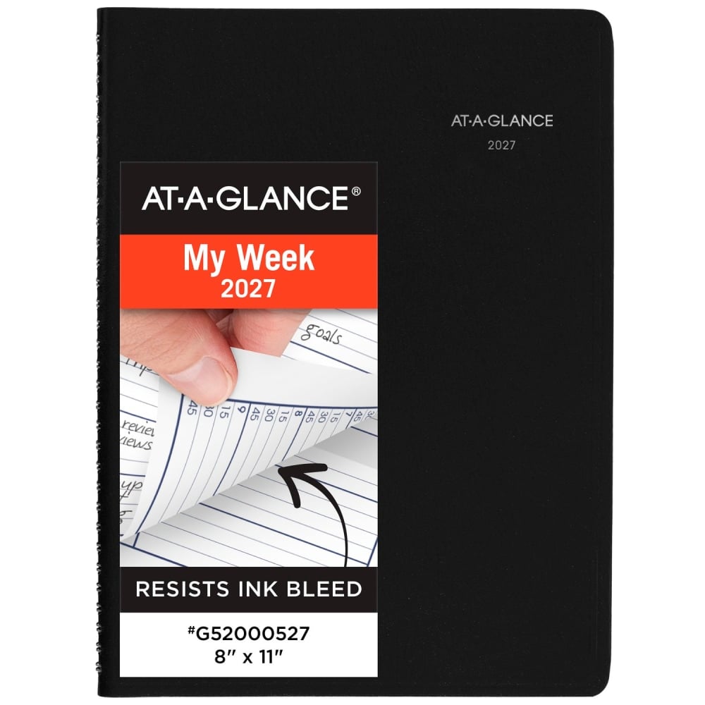 AT-A-GLANCE DayMinder 2027 Weekly Appointment Book Planner, Black, Large, 8in x 11in MPN:G5200027