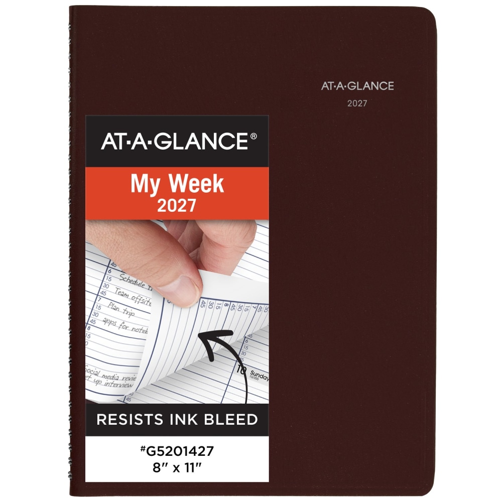 AT-A-GLANCE DayMinder 2027 Weekly Appointment Book Planner, Burgundy, Large, 8in x 11in MPN:G5201427