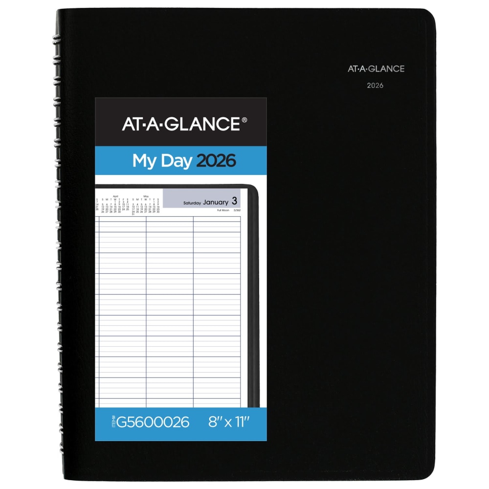AT-A-GLANCE DayMinder 2026 Four Person Daily Appointment Book, Black, Large, 8in x 11in MPN:G5600026