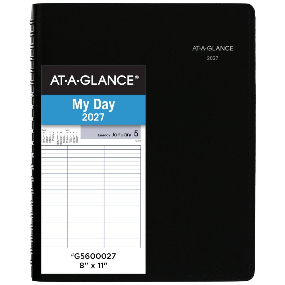 AT-A-GLANCE DayMinder 2027 Four Person Daily Appointment Book, Black, Large, 8in x 11in MPN:G5600027