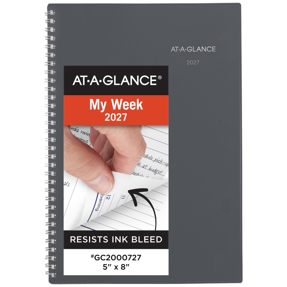 AT-A-GLANCE DayMinder 2027 Weekly Monthly Planner, Gray, Small, 5in x 8in MPN:GC2000727