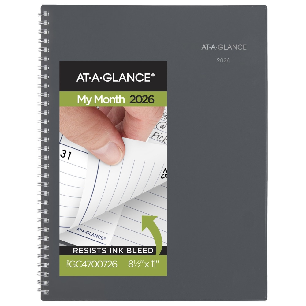 AT-A-GLANCE DayMinder 2026 Monthly Planner, Gray, Large, 8 1/2in x 11in MPN:GC4700726