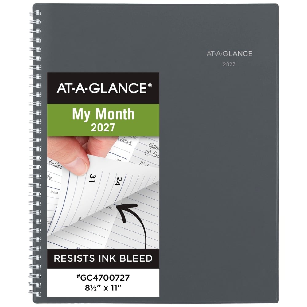 AT-A-GLANCE DayMinder 2027 Monthly Planner, Gray, Large, 8 1/2in x 11in MPN:GC4700727