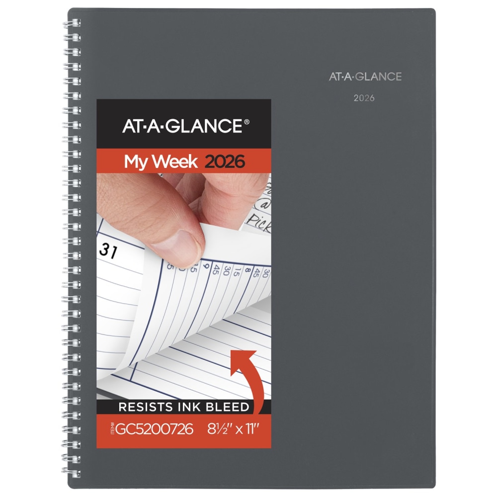 AT-A-GLANCE DayMinder 2026 Weekly Monthly Appointment Book Planner, Gray, Large, 8 1/2in x 11in MPN:GC5200726