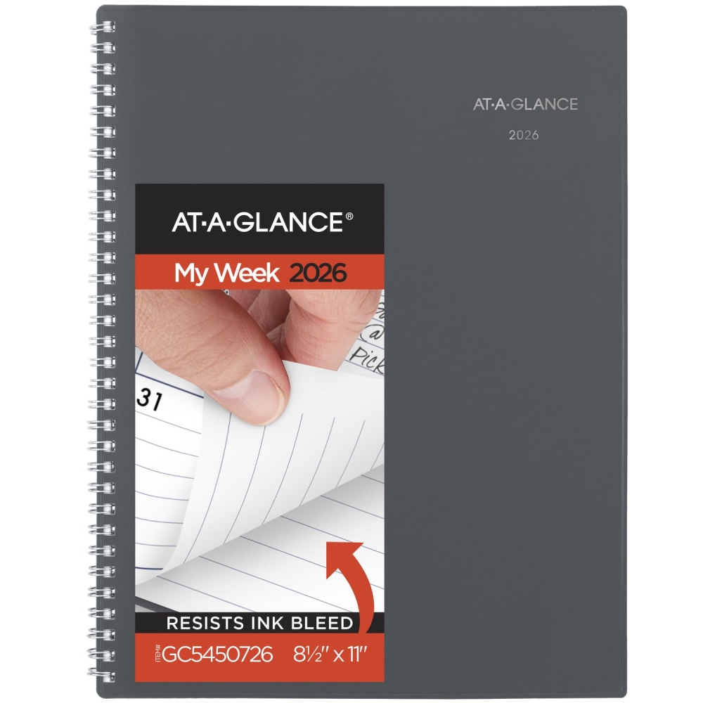 AT-A-GLANCE DayMinder 2026 Weekly Monthly Planner, Gray, Large, 8 1/2in x 11in MPN:GC5450726