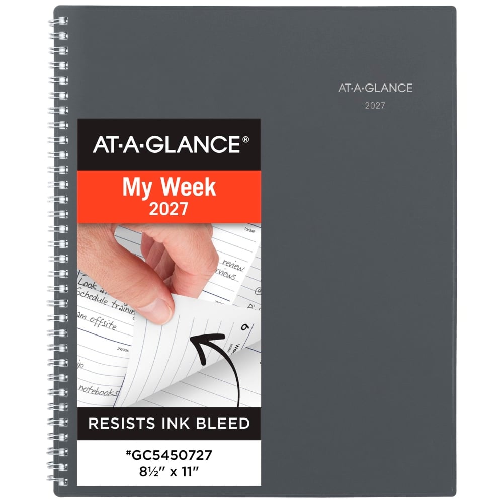 AT-A-GLANCE DayMinder 2027 Weekly Monthly Planner, Gray, Large, 8 1/2in x 11in MPN:GC5450727