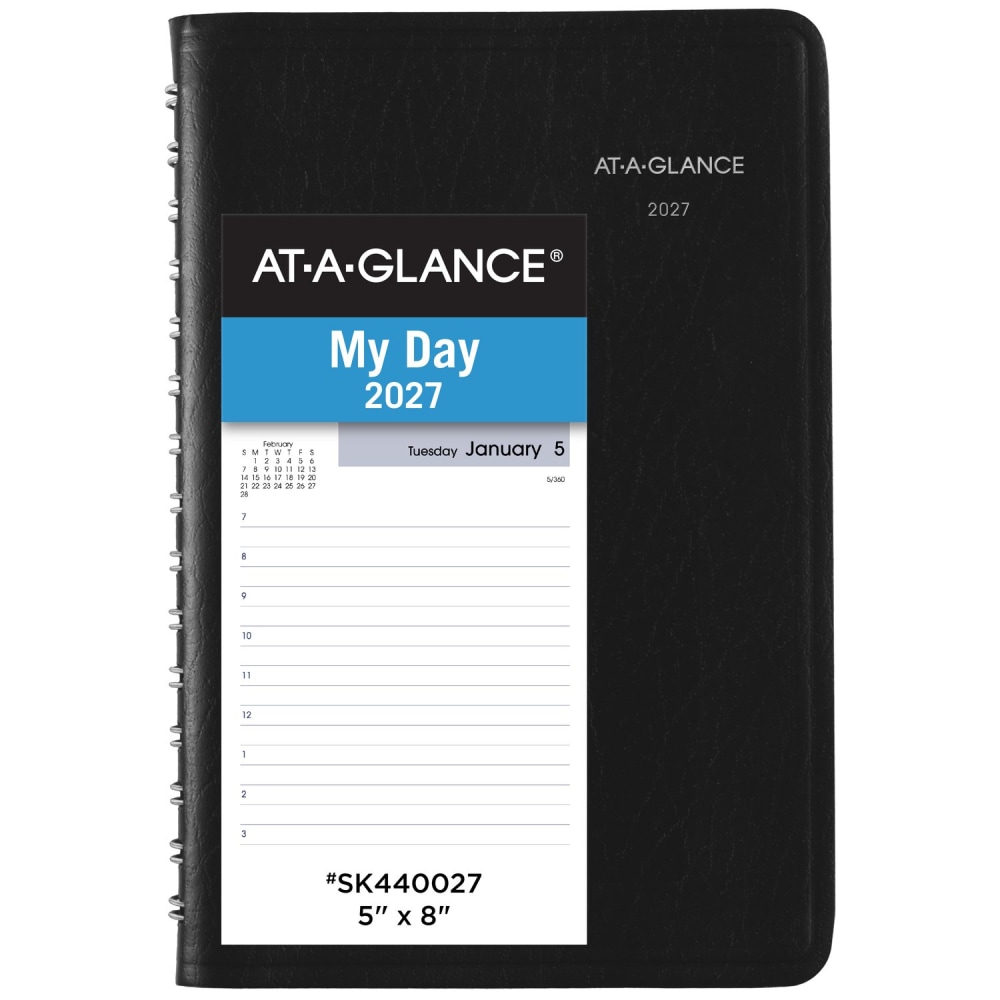 AT-A-GLANCE DayMinder 2027 Daily Appointment Book Planner, Black, Small, 5in x 8in, SK440027 MPN:SK440027