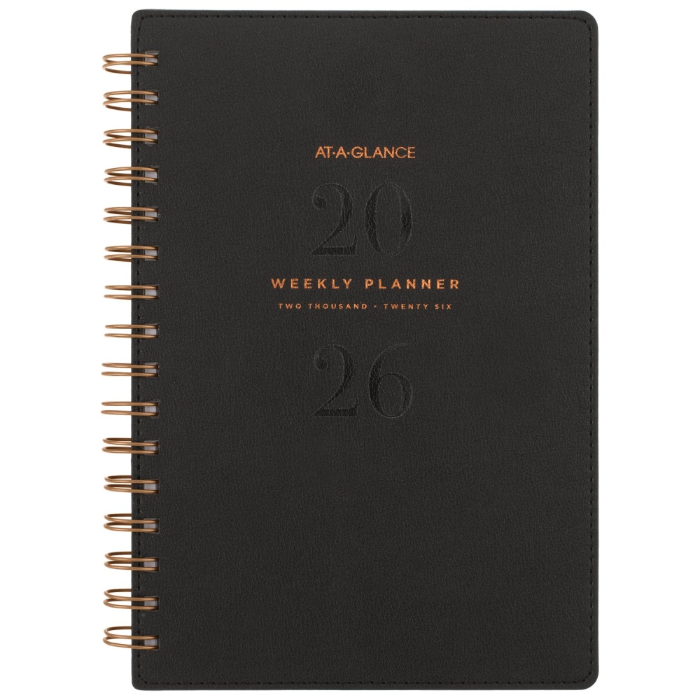 AT-A-GLANCE Signature Collection 2026 Weekly Monthly Planner, Black, Small, 5 1/2in x 8 1/2in MPN:YP2000126