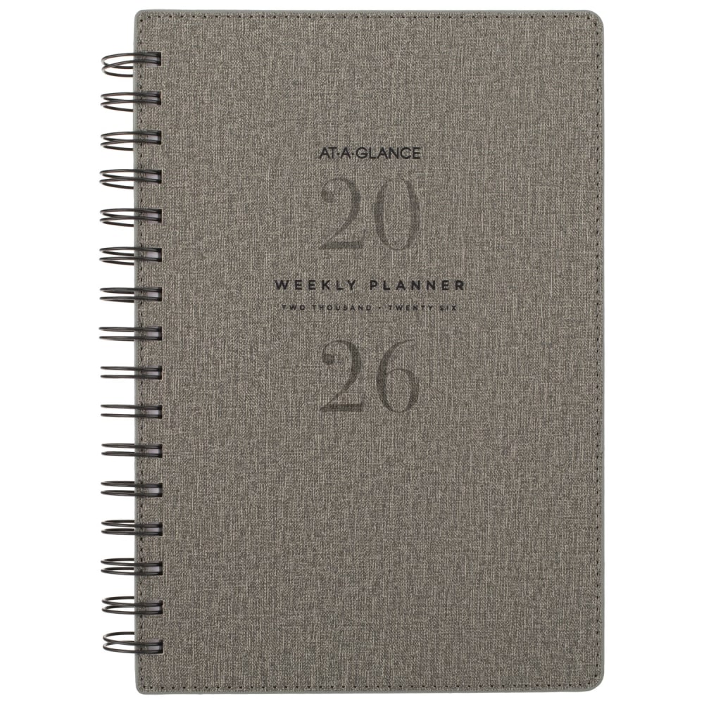 AT-A-GLANCE Signature Collection 2026 Weekly Monthly Planner, Gray, Small, 5 1/2in x 8 1/2in MPN:YP2000726