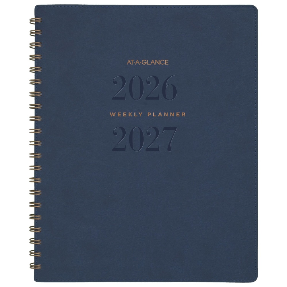 AT-A-GLANCE Signature Collection Academic 2026-2027 Weekly Monthly Planner, Navy, Large, 8 1/2in x 11in MPN:YP905A2027
