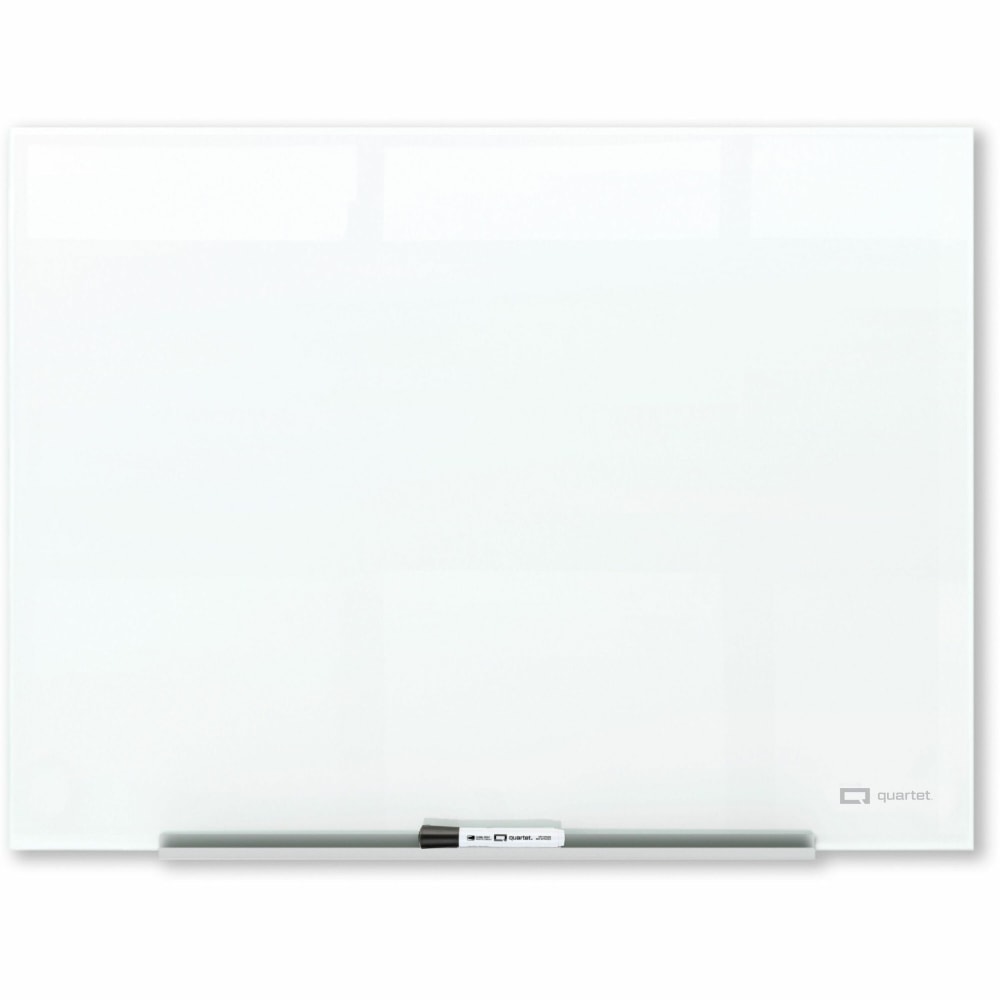 Quartet InvisaMount Magnetic Glass Board - 48in (4 ft) Width x 36in (3 ft) Height - White Tempered Glass Surface - Horizontal - Magnetic MPN:Q25F01IMW