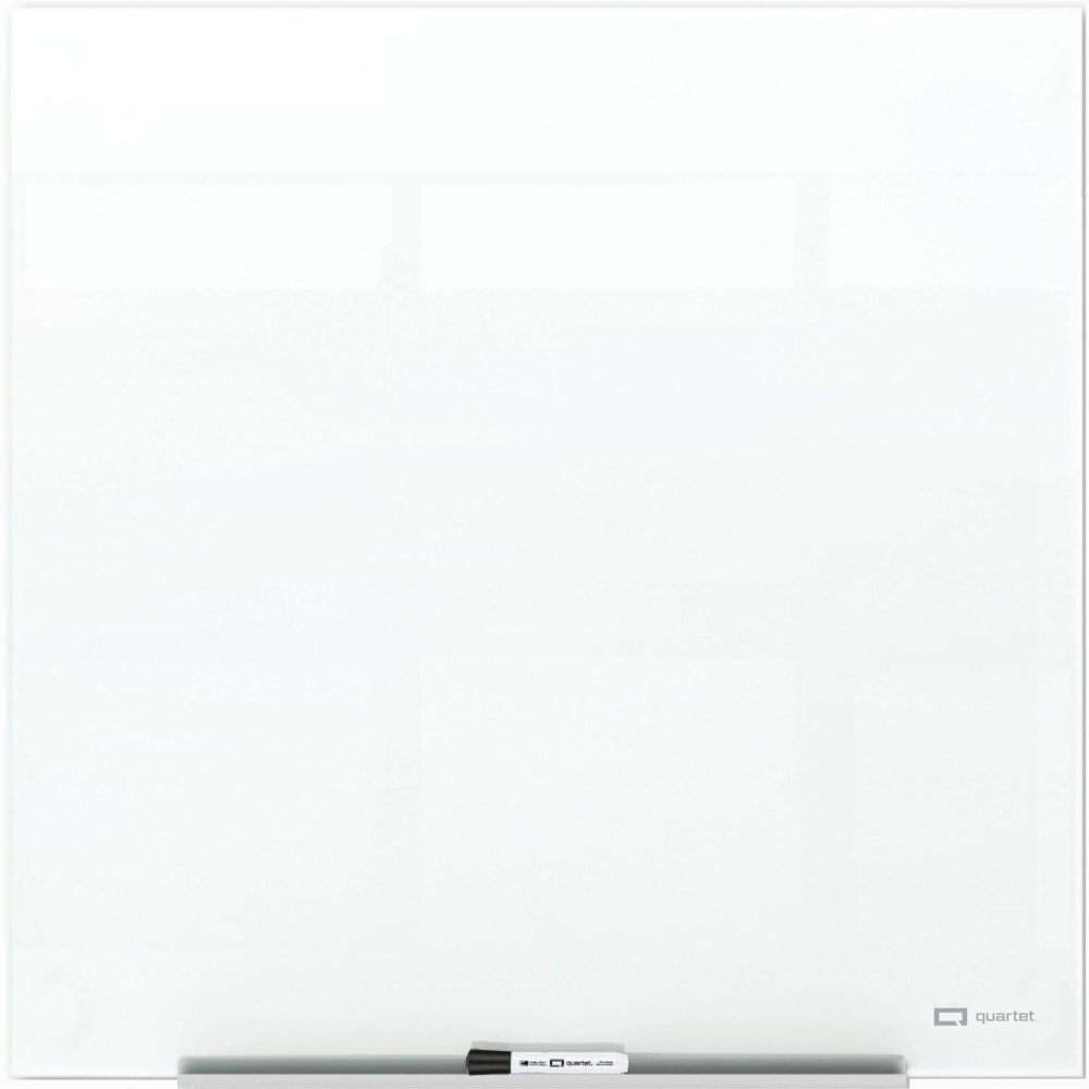 Quartet InvisaMount Magnetic Glass Board - 48in (4 ft) Width x 48in (4 ft) Height - White Glass Surface - Horizontal - Magnetic MPN:Q25F02IMW