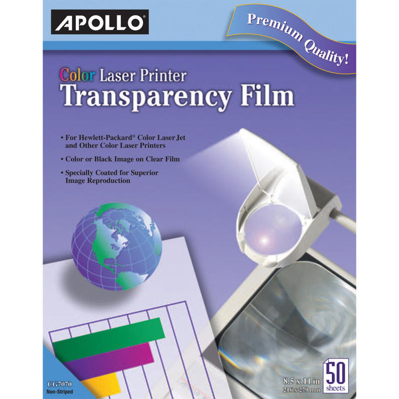 Apollo Laser OHP Transparency Film, 8 1/2in x 11in, Box Of 50 (Min Order Qty 5) MPN:VCG7070E