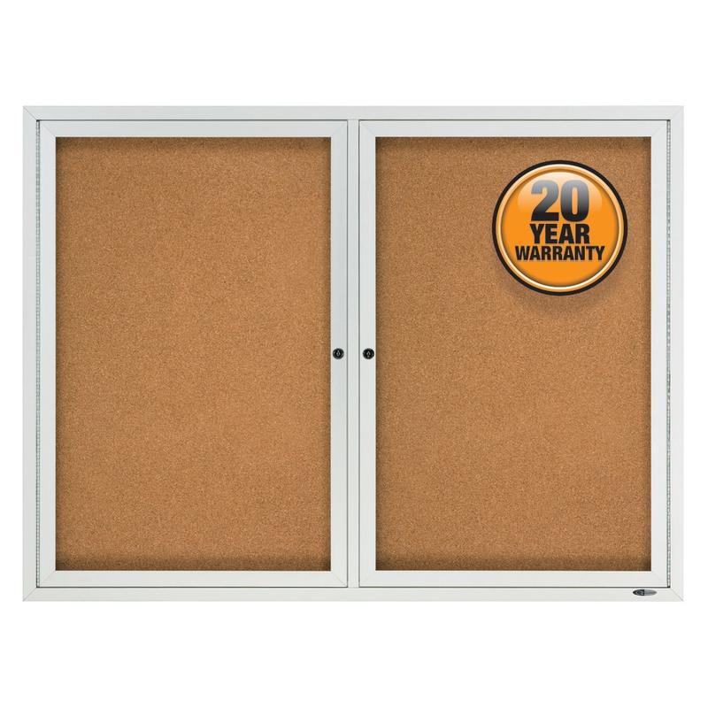 Quartet Enclosed Outdoor 2-Door Bulletin Board, 36in x 48in, Aluminum Frame With Silver Finish MPN:2124