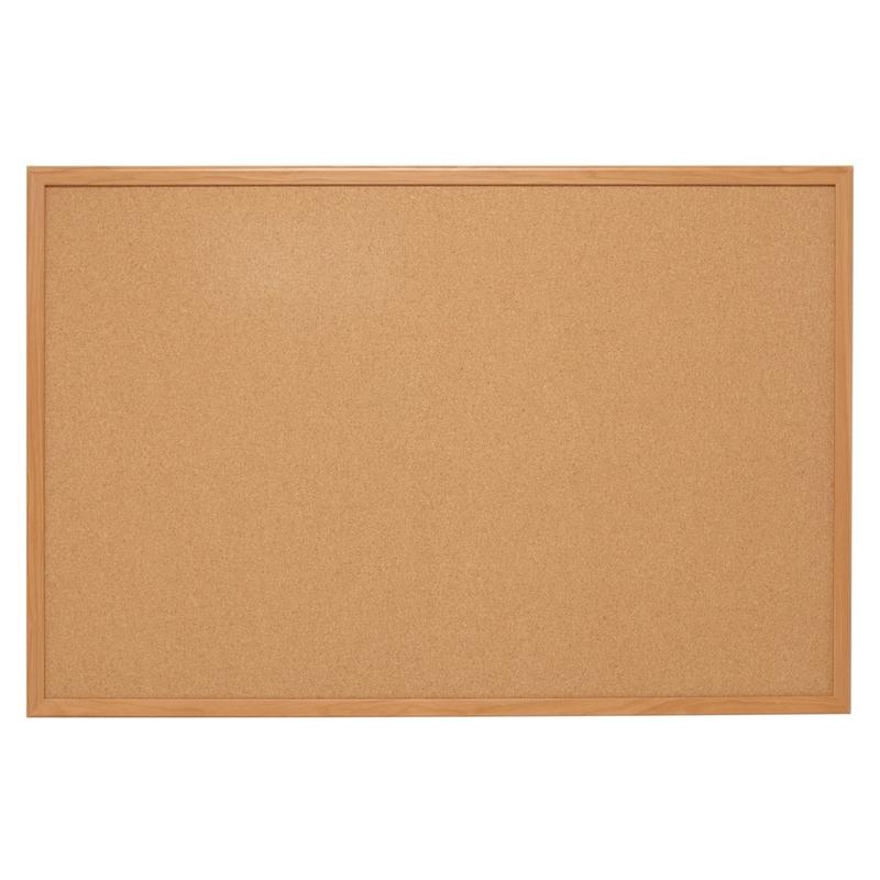 Quartet Natural Cork Bulletin Board, 48in x 36in, Wood Frame With Oak Finish MPN:85352