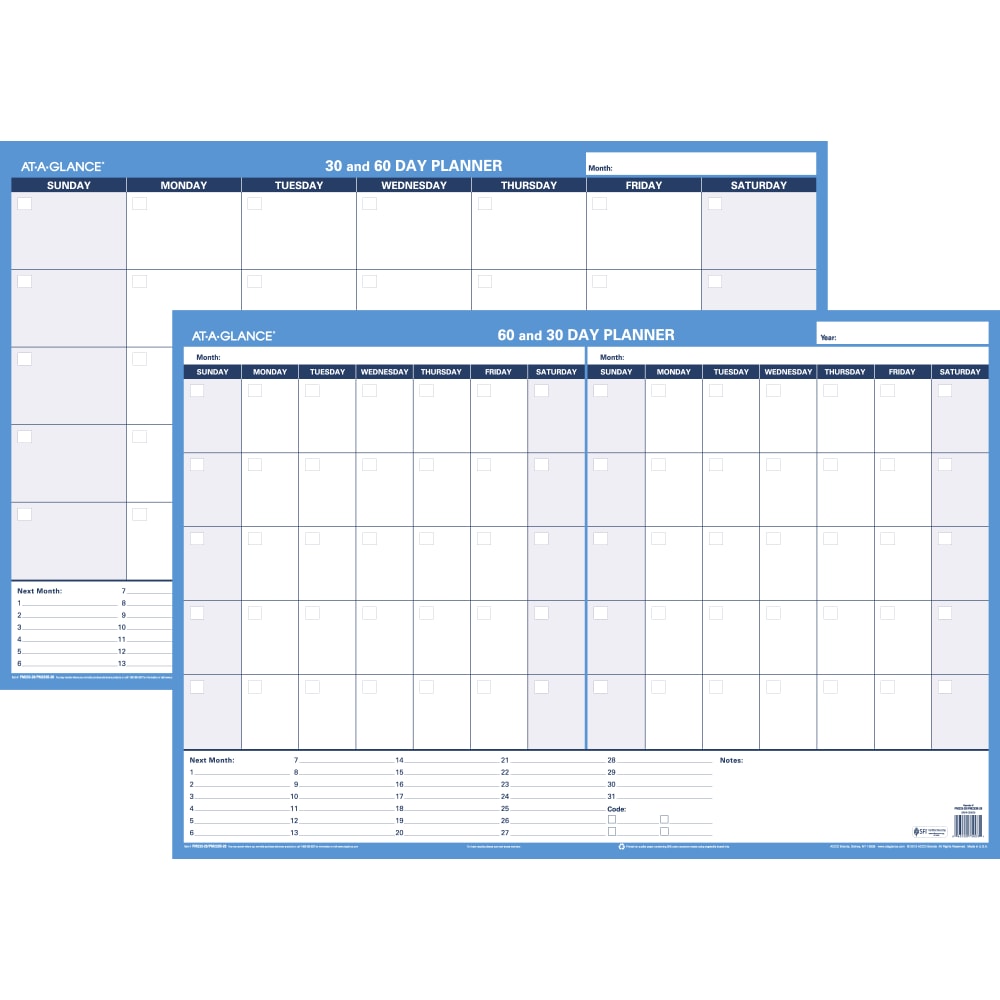 AT-A-GLANCE 30% Recycled Undated Erasable/Reversible Wall Planner, 30/60 Day, 36in x 24in, PM23328 (Min Order Qty 4) MPN:PM23328