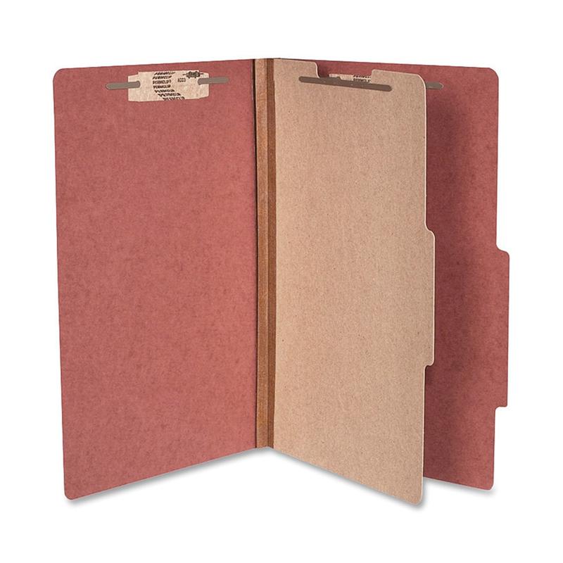 ACCO Durable Pressboard Classification Folders, Legal Size, 2in Expansion, 1 Partition, 60% Recycled, Earth Red, Box Of 10 MPN:16034