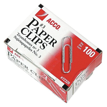 Paper Clip, Silver, Steel Wire, PK1000 MPN:ACC72320