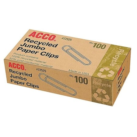 Paper Clip, Silver, Steel Wire, PK1000 MPN:ACC72525