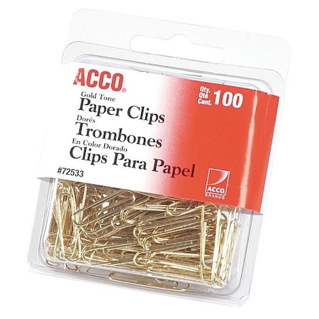 Paper Clip, Gold Tone, Wire, PK100 MPN:ACC72533