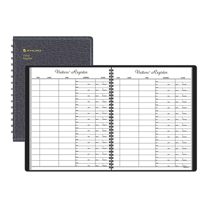AT-A-GLANCE Visitor Register Book, 8 1/2in x 11in, Black MPN:80-580-05