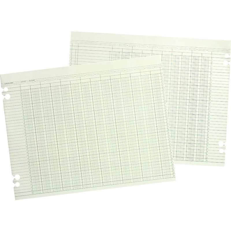Wilson Jones Columnar Ruled Sheets, 4-Hole, 30 Lines, 20 Columns, 9 1/4in x 11 7/8, Ledger Size, Brown, Pack Of 100 MPN:G10-20