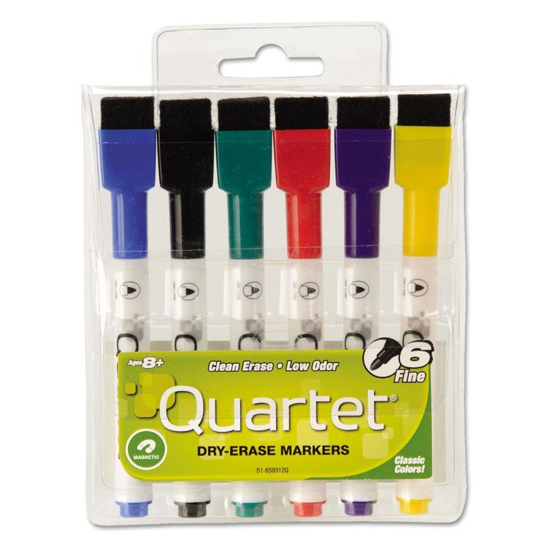 Quartet ReWritables Mini Dry-Erase Markers, Magnetic, Assorted Classic Colors, 6 Pack - Fine Marker Point - 51659312Q MPN:51659312Q