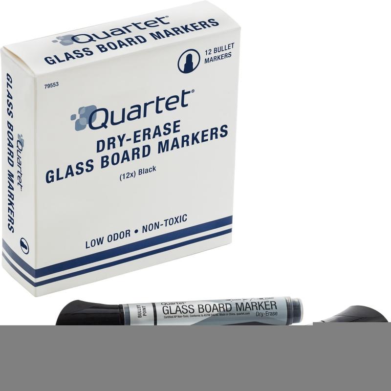 Quartet Premium Glass Board Dry-Erase Markers, Bullet Tip, Black, Pack Of 12 MPN:79553